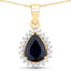 2.09 Carat Genuine Blue Sapphire and White Diamond Pendant