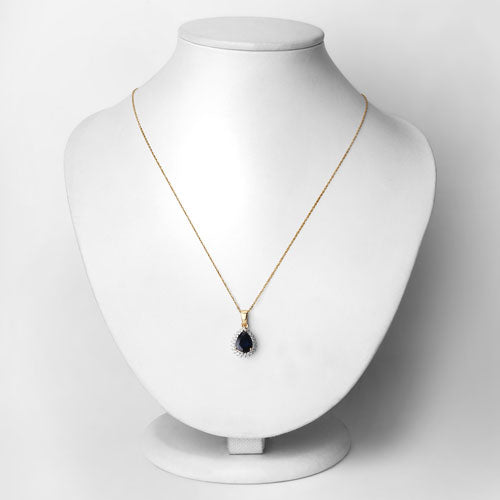 2.09 Carat Genuine Blue Sapphire and White Diamond Pendant
