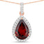 Pendentif en rhodolite véritable de 3,29 carats et diamants blancs en or rose 14K