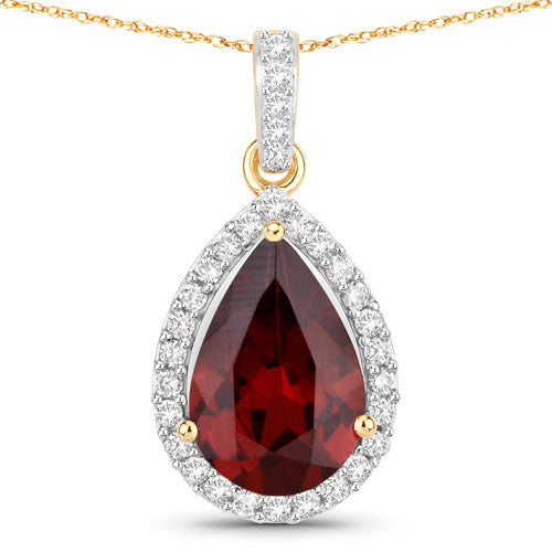 Colgante de 3.29 quilates de rodolita genuina y diamantes blancos en oro amarillo de 14 quilates
