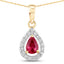 1.03 Carat Genuine Ruby and White Diamond Pendant in 14K Yellow Gold