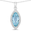 Pendentif en or blanc 14K avec aquamarine et diamants de 2,55 carats