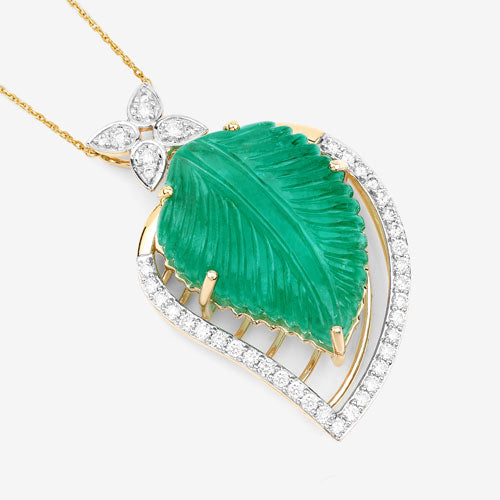 Colgante de Esmeralda Colombiana de 29.67 Quilates y Diamante en Oro de 14K
