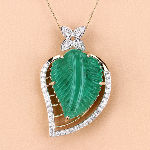 Colgante de Esmeralda Colombiana de 29.67 Quilates y Diamante en Oro de 14K