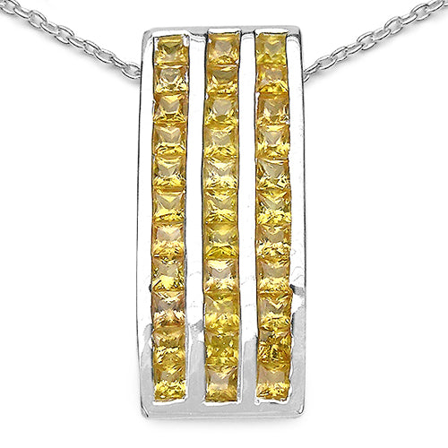 Colgante de Zafiro Amarillo Genuino de 2.16 Quilates en Plata Esterlina