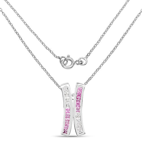 1.08 Carat Genuine Pink Sapphire & White Sapphire Pendant