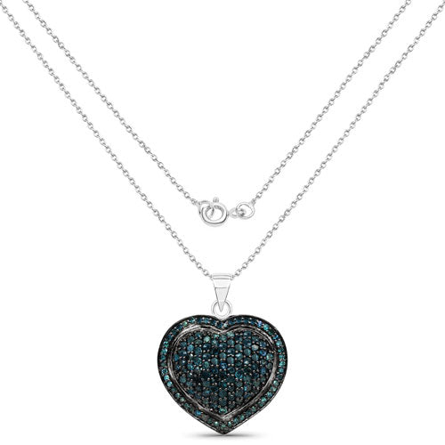 1.25 Carat Genuine Blue Diamond Pendant in Sterling Silver
