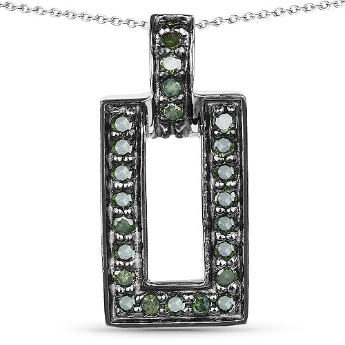 Pendentif en diamant vert véritable de 0,36 carat en argent sterling