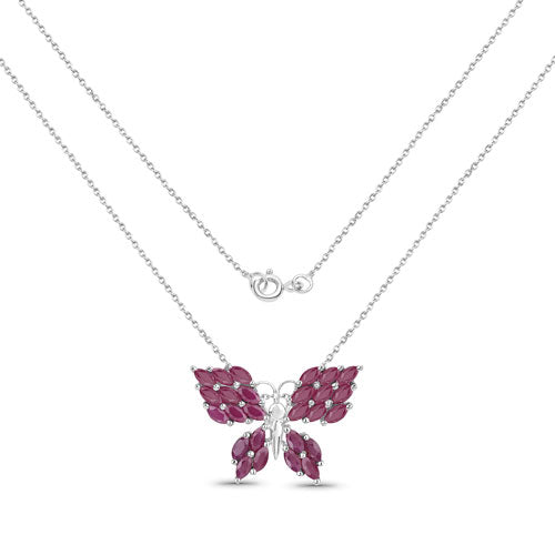 3.12 Carat Genuine Ruby Butterfly Pendant in Sterling Silver