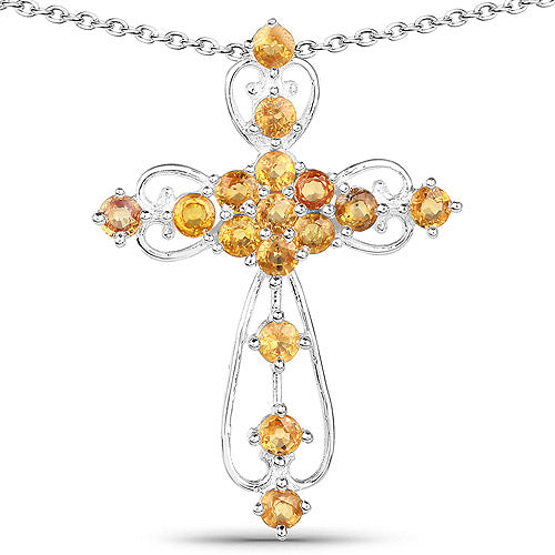 2.24 Carat Genuine Yellow Sapphire Pendant in Sterling Silver