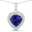 3.74 Carat Genuine Tanzanite and White Diamond Pendant in 14K White Gold