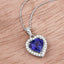 3.74 Carat Genuine Tanzanite and White Diamond Pendant in 14K White Gold