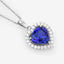 3.74 Carat Genuine Tanzanite and White Diamond Pendant in 14K White Gold
