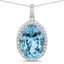 9.59 Carat Genuine Aquamarine and Diamond Pendant in 14K White Gold