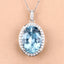 9.59 Carat Genuine Aquamarine and Diamond Pendant in 14K White Gold
