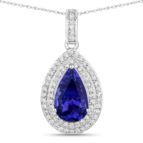 Colgante de Tanzanita y Diamante Blanco de 2.56 Quilates en Oro Blanco de 14K
