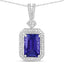 Pendentif en tanzanite véritable de 2,56 carats et diamants blancs en or blanc 14K