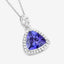 1.71 Carat Genuine Tanzanite and White Diamond Pendant in 14K White Gold