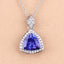 1.71 Carat Genuine Tanzanite and White Diamond Pendant in 14K White Gold