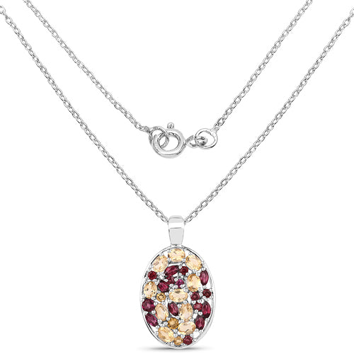 2.88 Carat Genuine Citrine and Rhodolite Sterling Silver Pendant