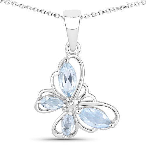 0.78 Carat Genuine Blue Topaz Sterling Silver Pendant