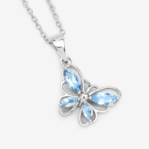 0.78 Carat Genuine Blue Topaz Sterling Silver Pendant