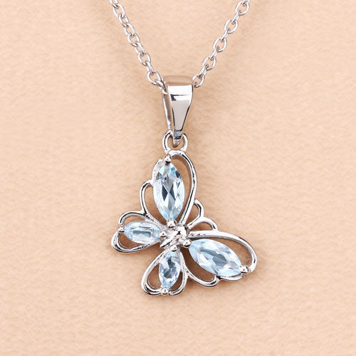 0.78 Carat Genuine Blue Topaz Sterling Silver Pendant