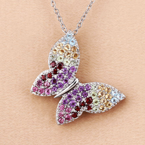 Pendentif en argent sterling .925 de 1,62 carat avec pierres multiples