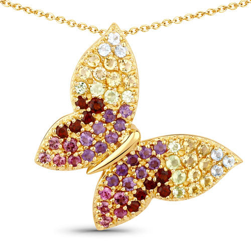 Pendentif multi-stones de 1,62 carat en argent sterling .925