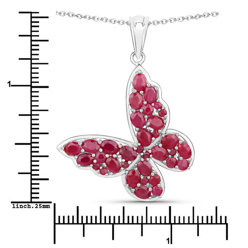 Colgante de mariposa de rubí genuino de 4.72 quilates en plata esterlina