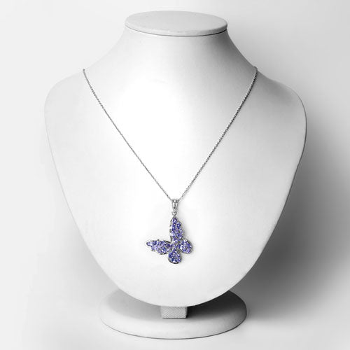 3.78 Carat Genuine Tanzanite Butterfly Pendant in Sterling Silver