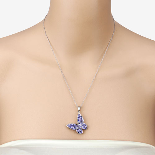 3.78 Carat Genuine Tanzanite Butterfly Pendant in Sterling Silver