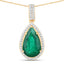 IGI Certified 3.22 Carat Zambian Emerald & Diamond 14K Gold Pendant