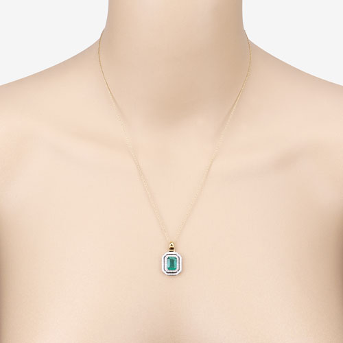 Colgante de Esmeralda Zambiana y Diamantes Certificado IGI de 2.37 Quilates en Oro de 14K