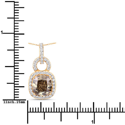 Colgante de Diamante Marrón Certificado IGI de 2.50 Quilates en Oro Amarillo de 18K