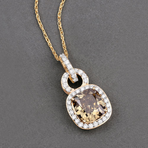 Colgante de Diamante Marrón Certificado IGI de 2.50 Quilates en Oro Amarillo de 18K