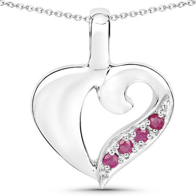 0.18 Carat Genuine Ruby Heart Pendant in Sterling Silver