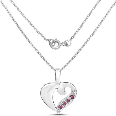 0.18 Carat Genuine Ruby Heart Pendant in Sterling Silver