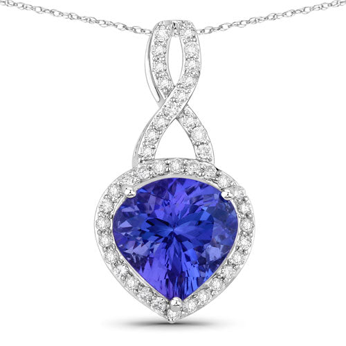 Colgante de Tanzanita y Diamante Blanco de 2.57 Quilates en Oro Blanco de 14K
