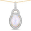 3.30 Carat Genuine Ethiopian Opal and White Diamond Pendant