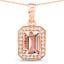 Pendentif en Morganite et Diamant Blanc de 1,51 Carat en Or Rose 14K