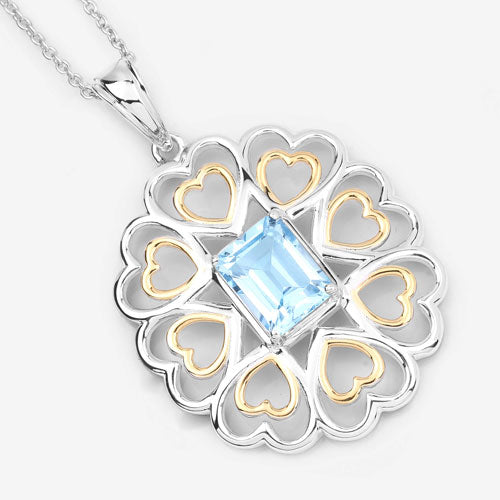 Colgante de Plata Esterlina con Topacio Azul Genuino de 2.60 Quilates