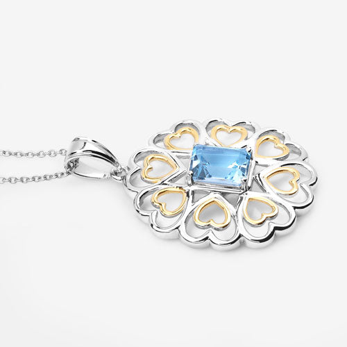 Colgante de Plata Esterlina con Topacio Azul Genuino de 2.60 Quilates