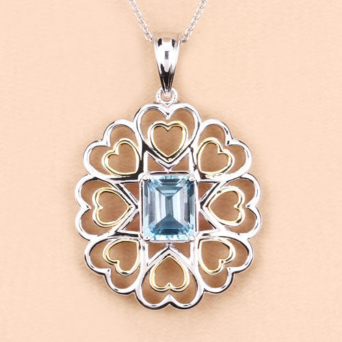 Colgante de Plata Esterlina con Topacio Azul Genuino de 2.60 Quilates
