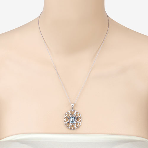Colgante de Plata Esterlina con Topacio Azul Genuino de 2.60 Quilates