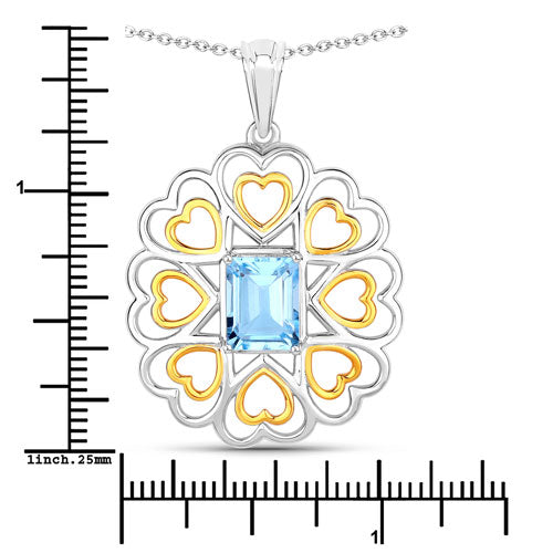 Colgante de Plata Esterlina con Topacio Azul Genuino de 2.60 Quilates