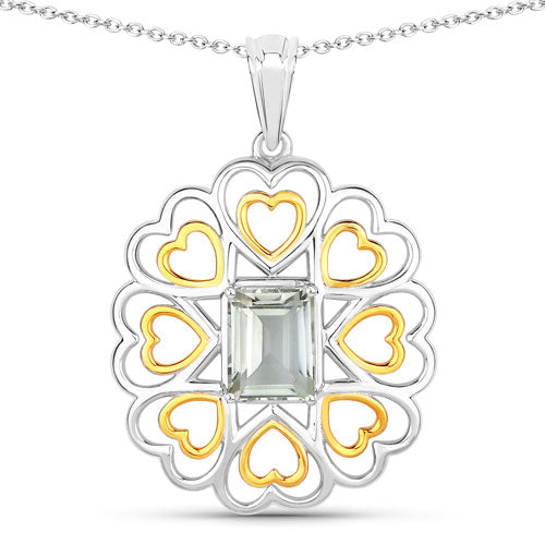 Pendentif en argent sterling avec améthyste verte véritable de 2,10 carats