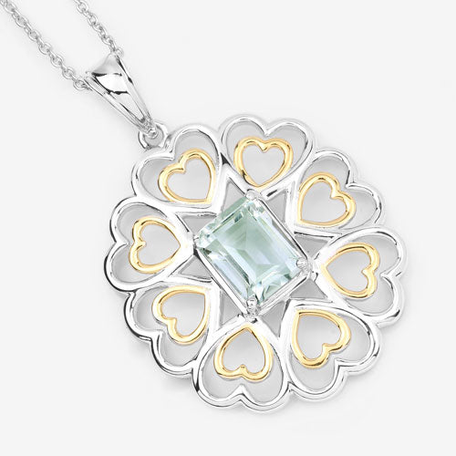 Pendentif en argent sterling avec améthyste verte véritable de 2,10 carats