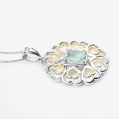 Pendentif en argent sterling avec améthyste verte véritable de 2,10 carats