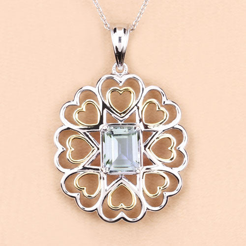 Pendentif en argent sterling avec améthyste verte véritable de 2,10 carats